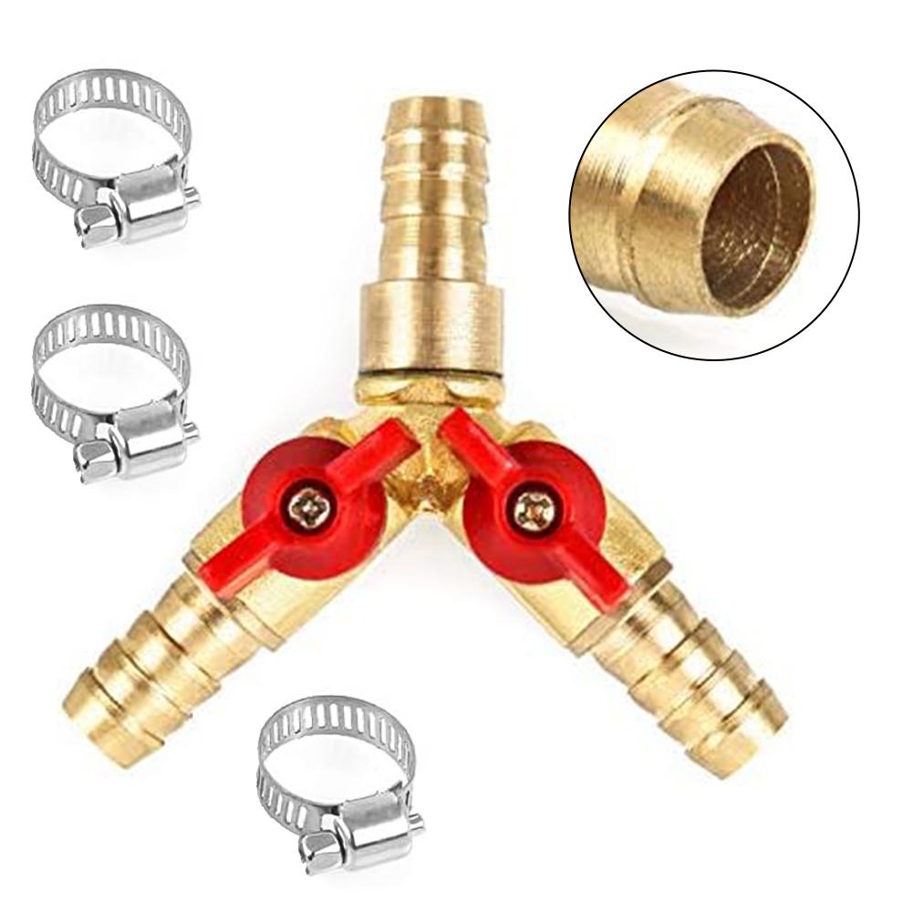 3-Way Hose Connector Y Splitter 8/10mm For Joinery Faucet Air Water Gas Hose Connector With Stainless Steel Ring Clamp