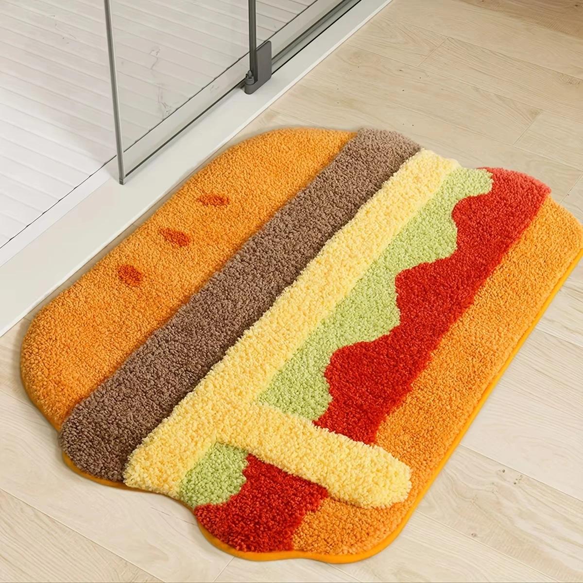 

VIKAMA Fun Burger Plush Rug, Playroom 3D Creative Mat, Ultra-Soft Bedroom Floor Mat, Home Decor for Food Lovers 40X60CM (1.3X2FT