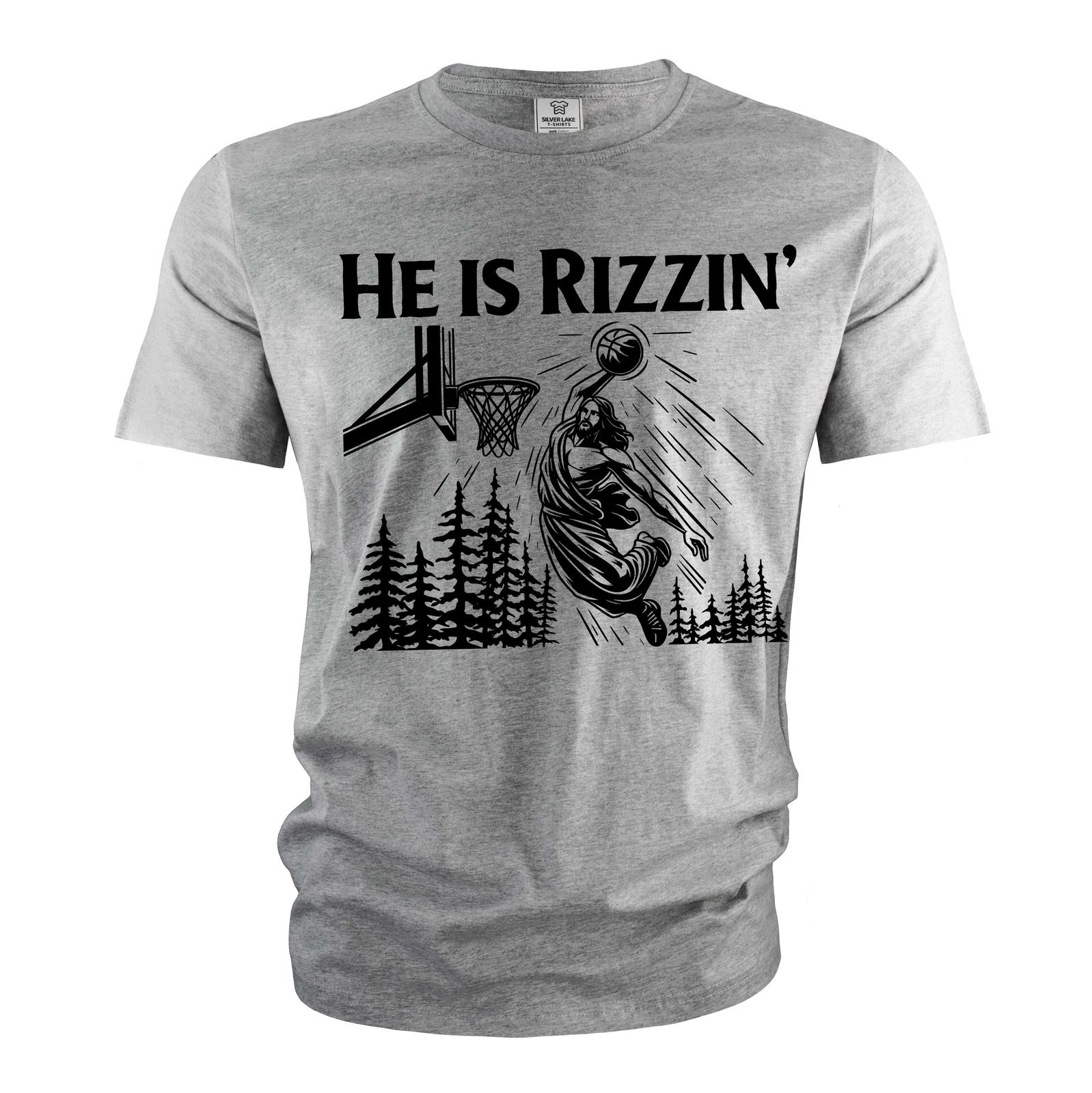 He Is Rizzin Shirt, Funny Jesus Shirt Funny Joke Shirt Christian Funny Tees XL