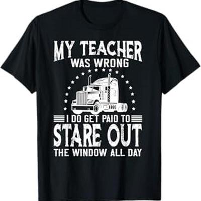 My Teacher Was Wrong Trucker T Shirt Black MenS Medium Classic Fit