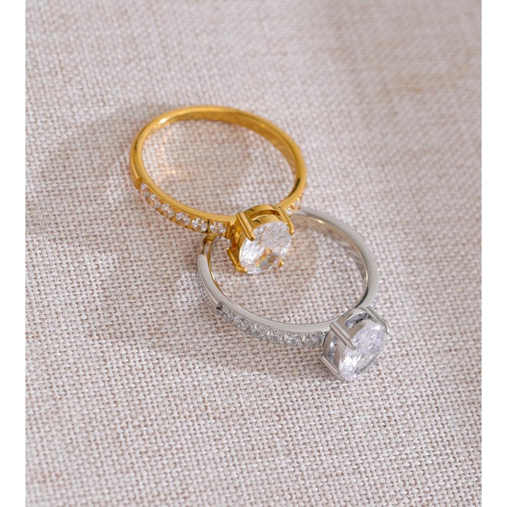 Yhpup Size 6789 AAA Shiny Cubic Zirconia Engagement Wedding Ring for Women Stainless Steel High Quality Premium Jewelry Gift