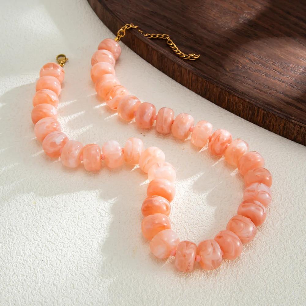 14 Colors Bohemian Colorful Acrylic Beads Choker Necklace for Women Fashion Resin Statement Necklaces Summer Beach Jewelry
