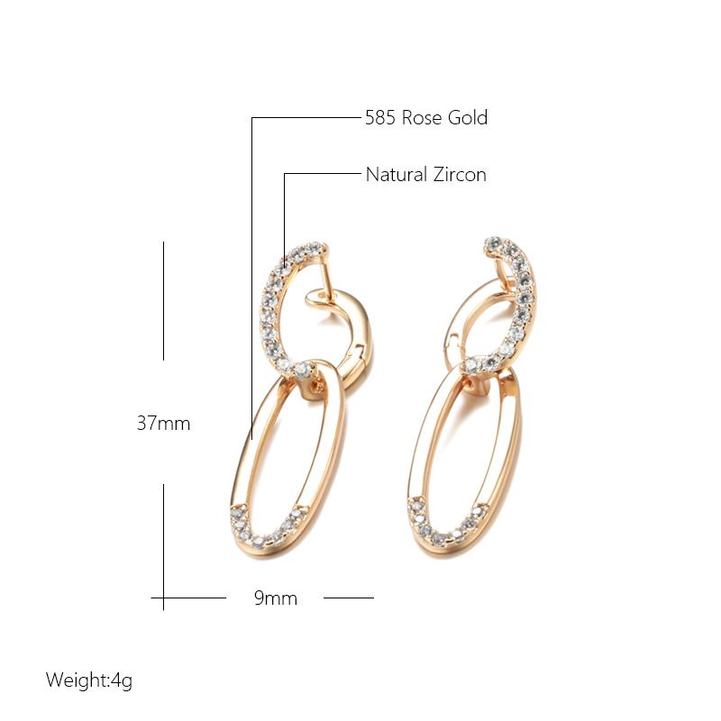 Glossy Dangle Earrings  Rose Gold Color Simple Oval Natural Zircon Women Earrings High Quality Daily Fine Jewelry