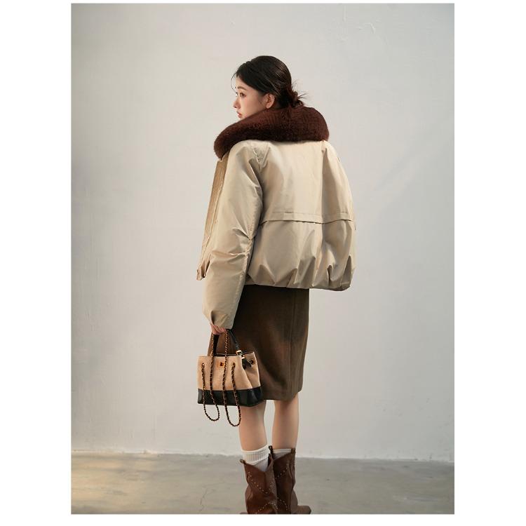 Fashion Short Winter Faux Fur Coat for Women Korean Style Classic Young Elegant Cotton Padded Jacket Versatile Warm Outerwear