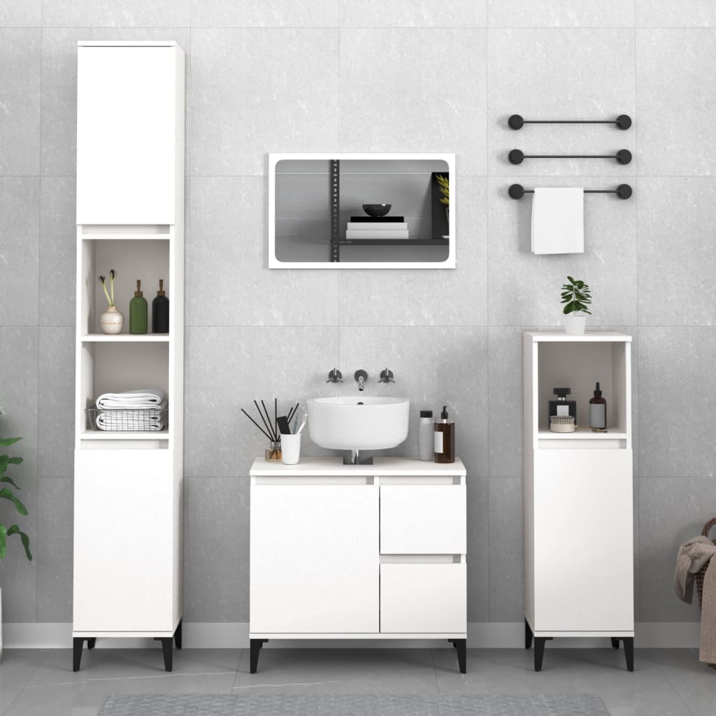 Bathroom Cabinet White 30 X 30 X 100 Cm Particleboard