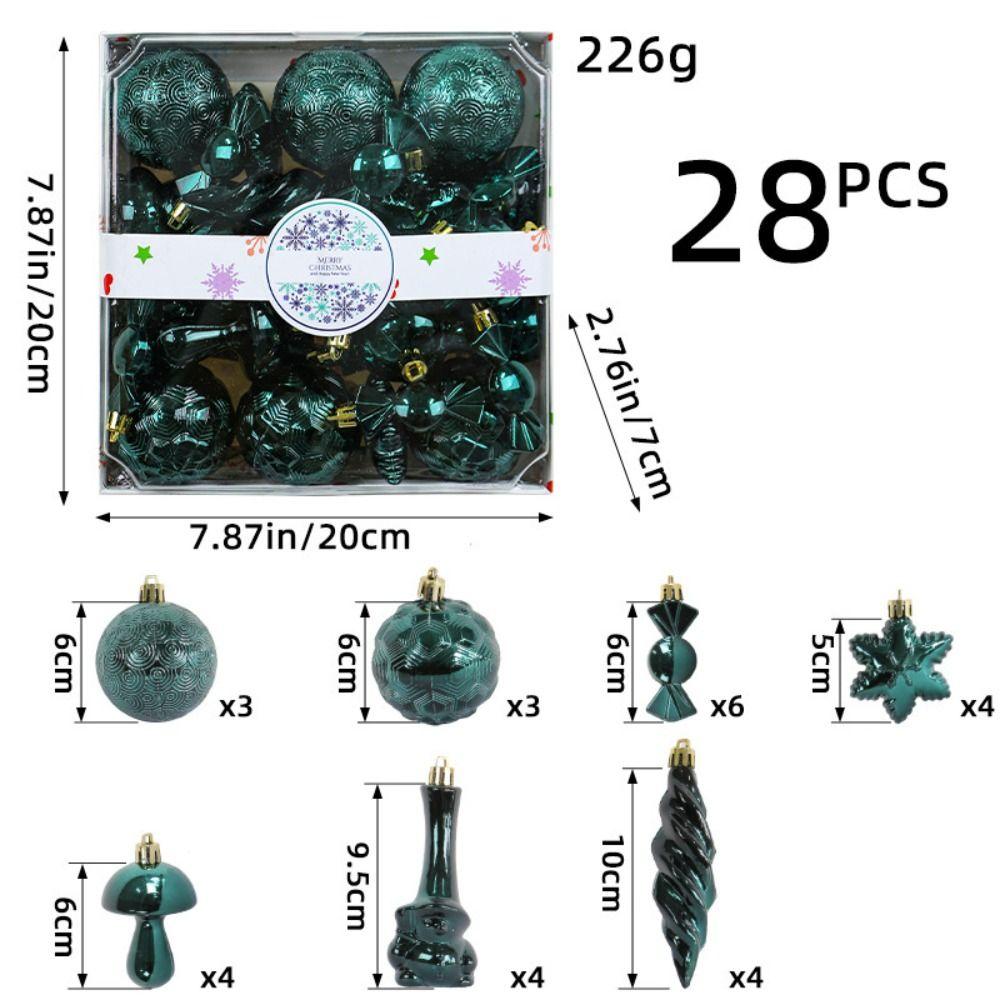 

28 Pcs Colorful Painted Christmas Balls Set DIY Pendants Merry Christmas Tree Decor Home Xmas Decor темно-зеленого