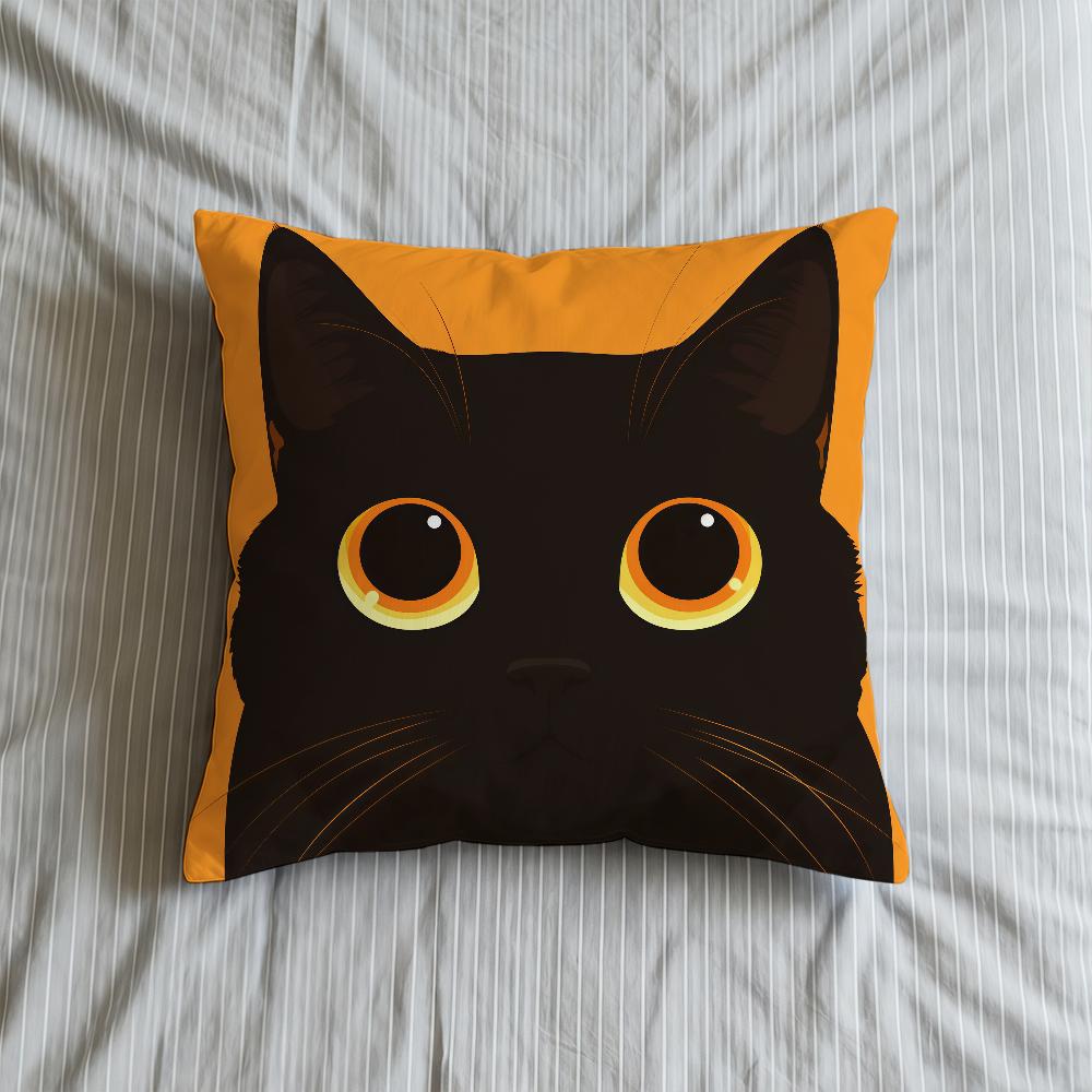 Cushion Cover Soft Case Cat For Sofa Cartoon Living Room Home Comfortable Office Cute Decor Protective Pillow Black Covers