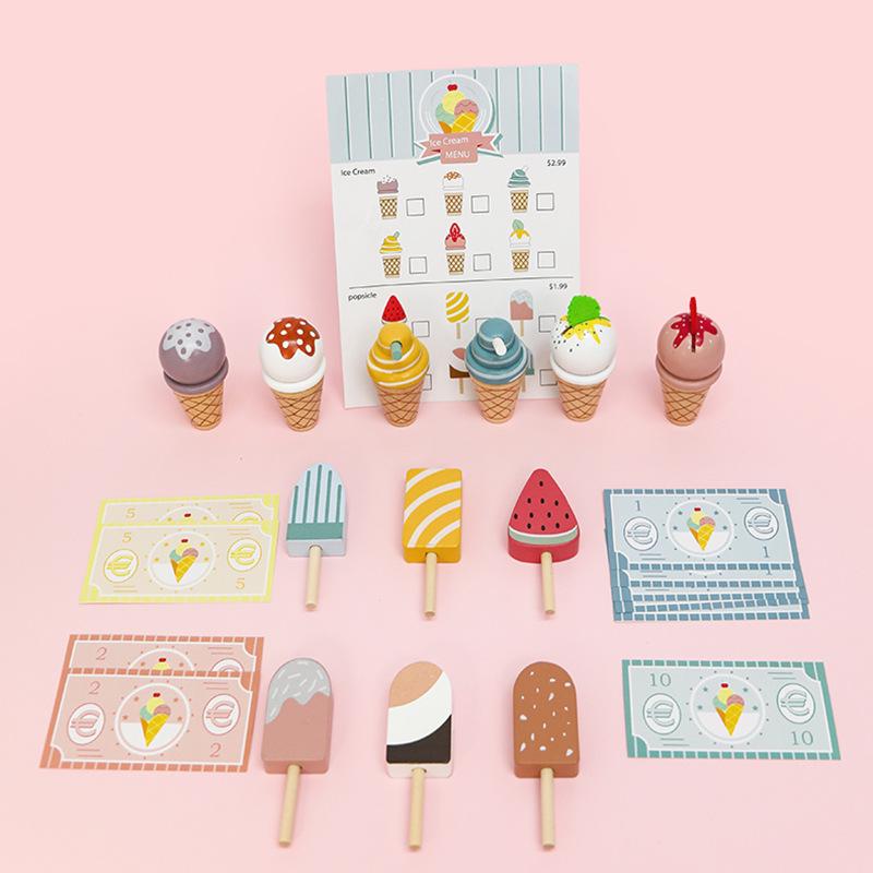 Wooden Ice Cream Shop Play Set for Kids – Pretend Play Kitchen Toy