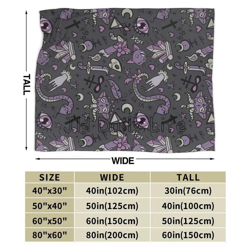 Cute Gray Purple Black Magic Goth Spooky Fleece Blanket Soft Warm Lightweight Cozy Throw Blankets for Couch Sofa Travel Camping