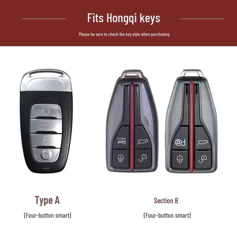Key Case for 20 Hongqi Models: H5, H7, HS5, HS7 - Car Remote Control Cover with Female Buckle