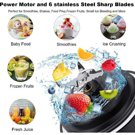 600ml Portable Blender 240W USB Rechargeable Electric Juicer with 6D Blades, BPA-Free, 4000mAh Lithium Battery, Quick Charge, Small Container for