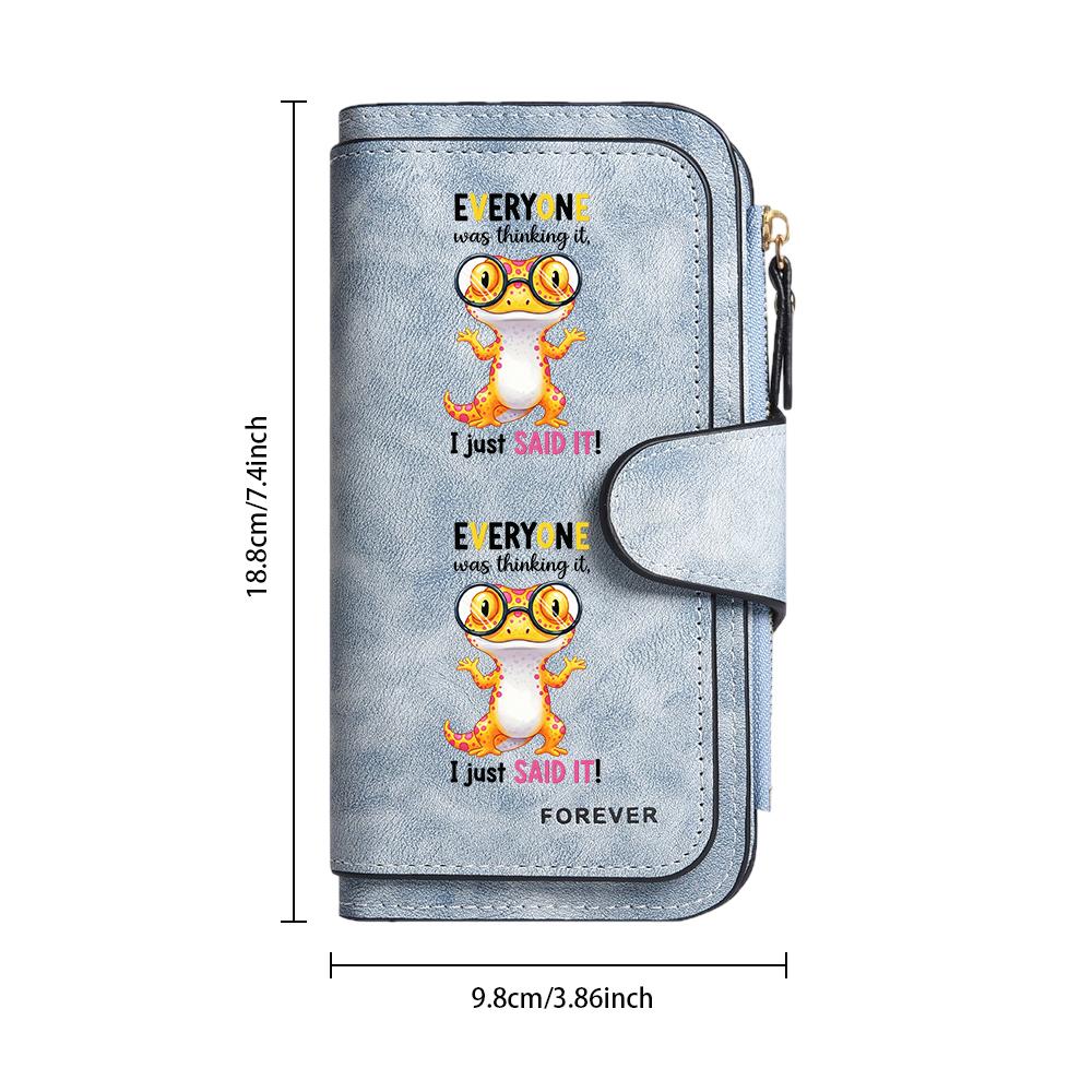 Cute Gecko Print Long Wallet Casual Fashion PU Leather Card Holder Portable Daily Use Purse