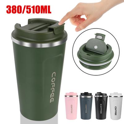 Thermo Cafe Thermosflasche 380/510ML für Tee Wasser Kaffee Auslaufsicher Reise Thermobecher Doppelwandiger Edelstahl Thermobecher Auto Thermosbecher Kaffeetasse