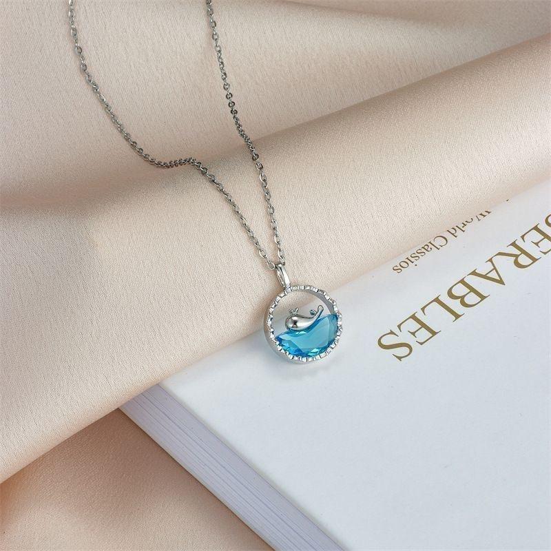 European and American Fashion Trend Jewelry Pendant Necklace, Blue Whale Light Luxury Necklace