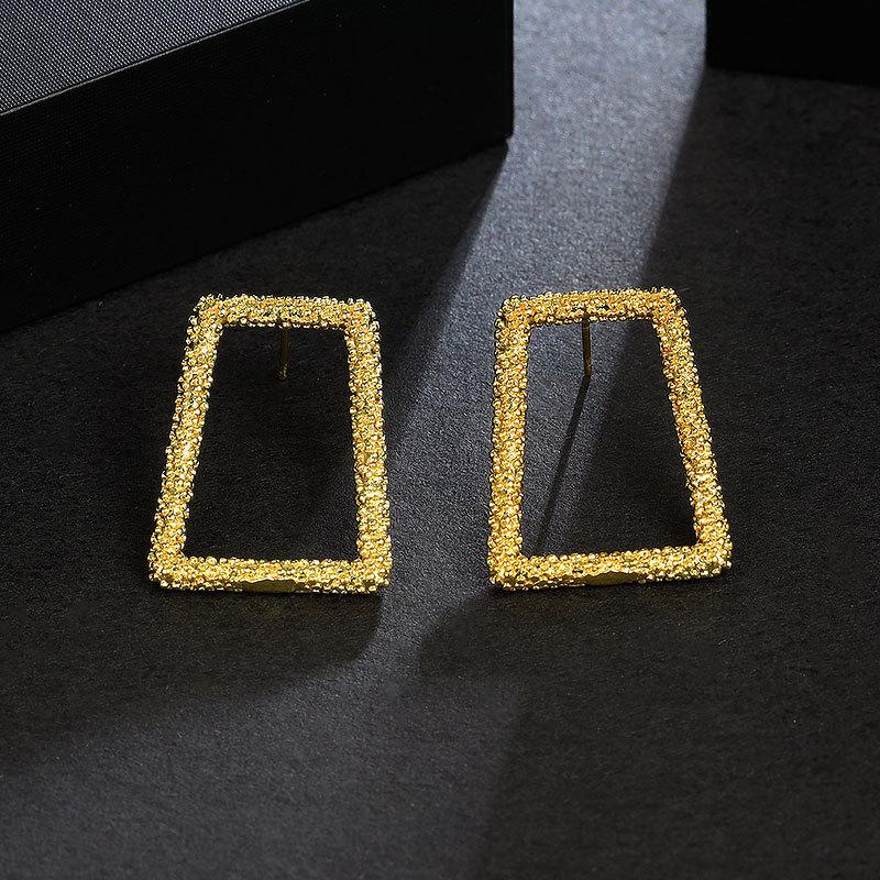 New Trendy Fashion Temperament Exaggerated Geometric Irregular Square Stud Earrings