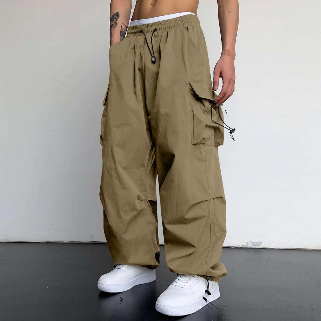 Mens High Waist Parachute Workwear Sweatpants Loose Casual Jogging Pants for Daily Casual Wear and Outdoor Sports