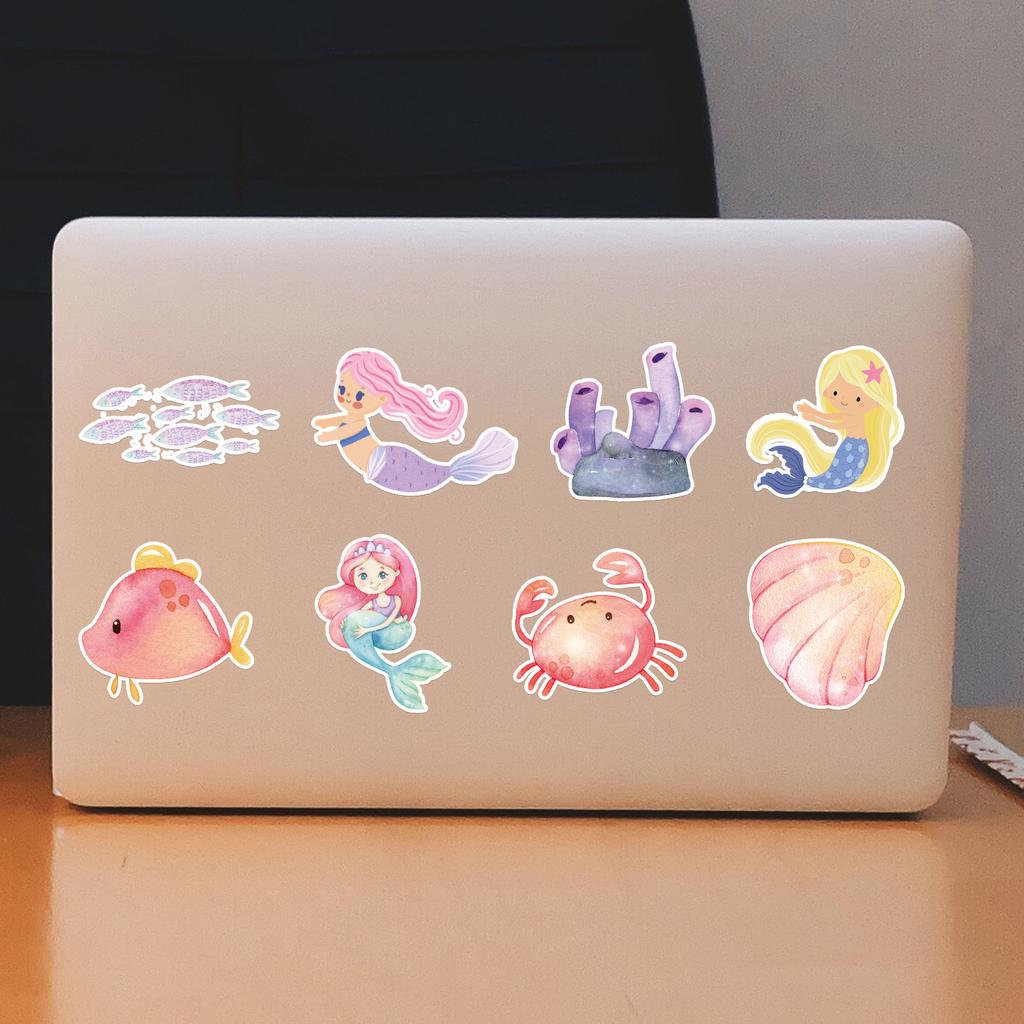 50 Watercolor Mermaid Graffiti Stickers Computer Suitcase Refrigerator Decoration Stickers Waterproof Creative Stationery Stickers