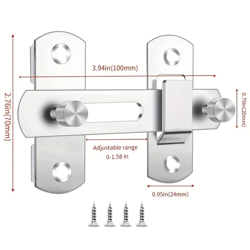 Door Lock Guard Latch Bolt 180 Degree Stainless Steel Latch Sliding Barn Door Lock Security Hardware For Window Cabinet Home