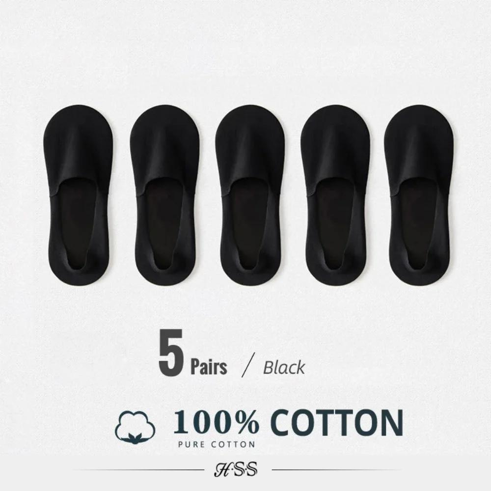 

5 Pairs Men s Boat Socks - 100% Cotton Breathable Sweat-Absorbing Summer Socks with Non-Slip Silicone, Deodorant&Comfort Design EU38-43 (US5-9)