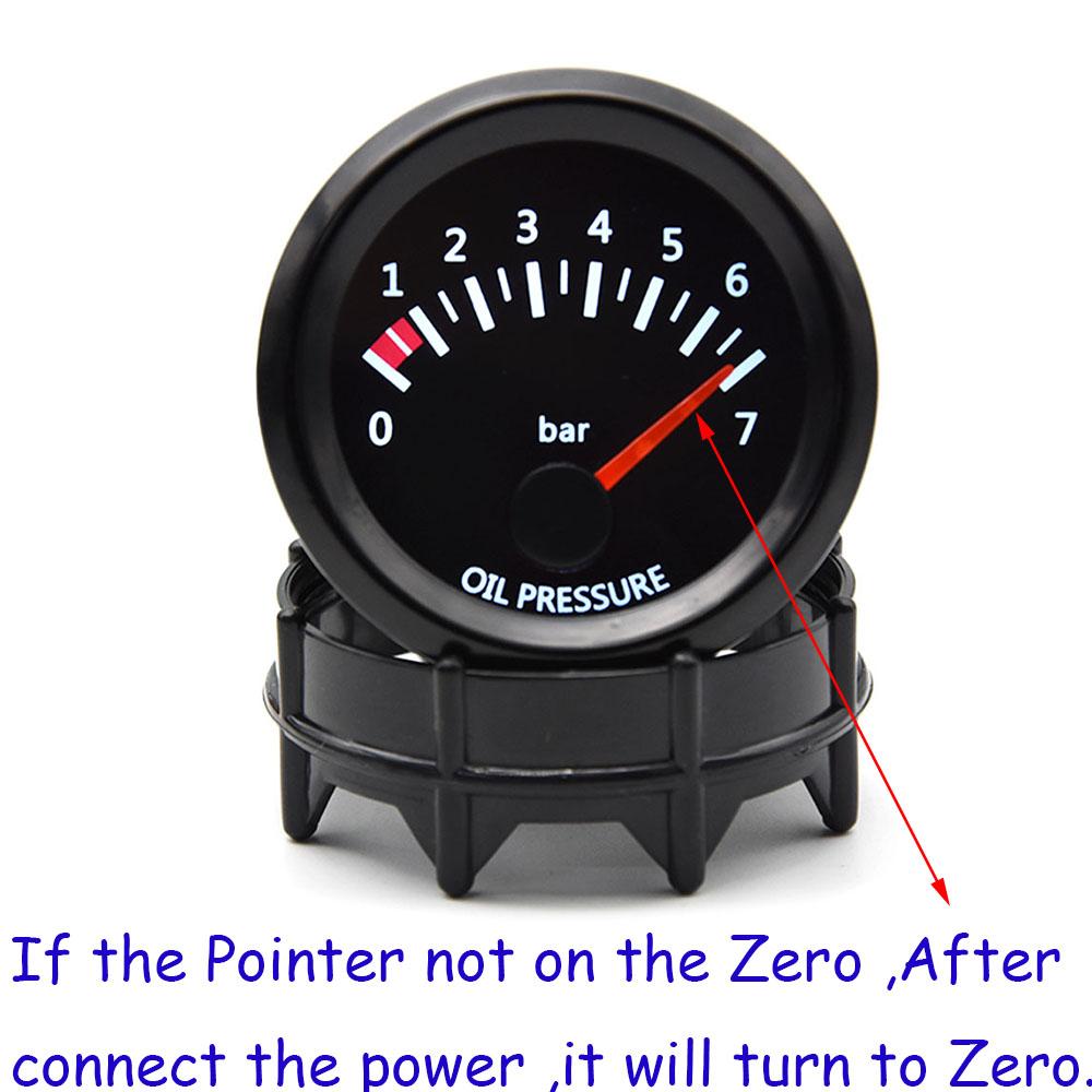 Universal 52MM Racing Gauge Oil Pressure Gauge 0-7 Bar Oil Pressure Meter 1/8NPT Oil Press Sensor for Car White LED Light Custom