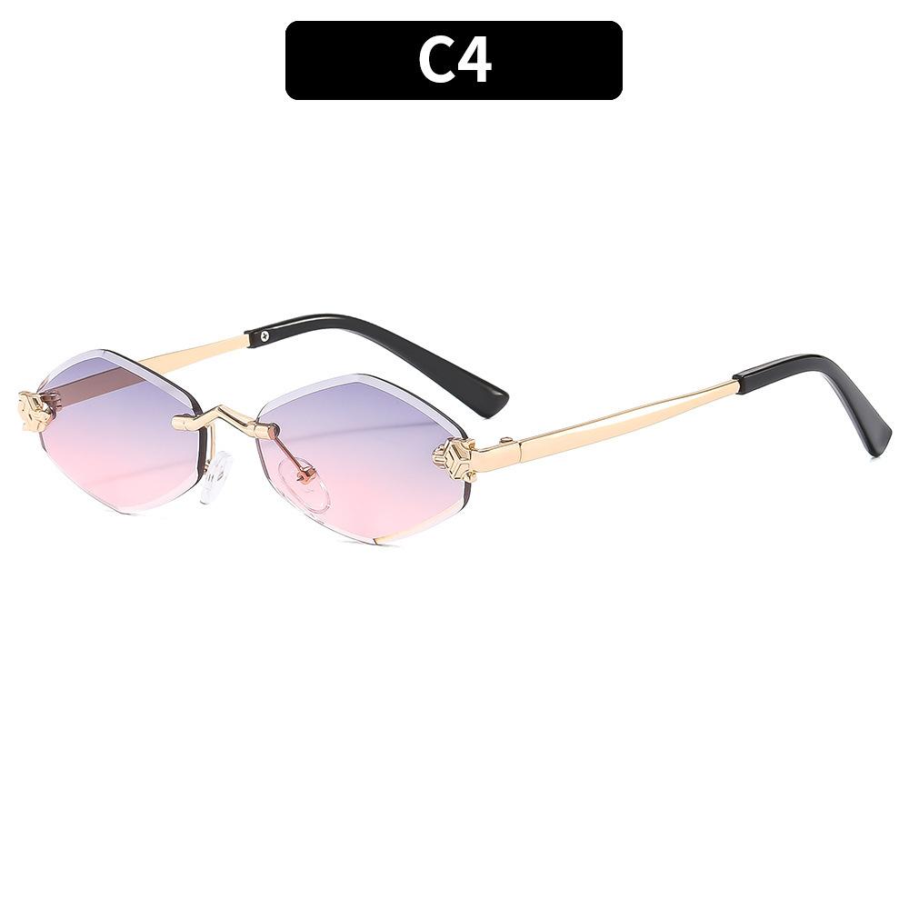 Fashion Small Polygonal Sunglasses for Women Luxury  Brown Rhombus Sun Glasses Woman Vintage Metal Shades Eyewear