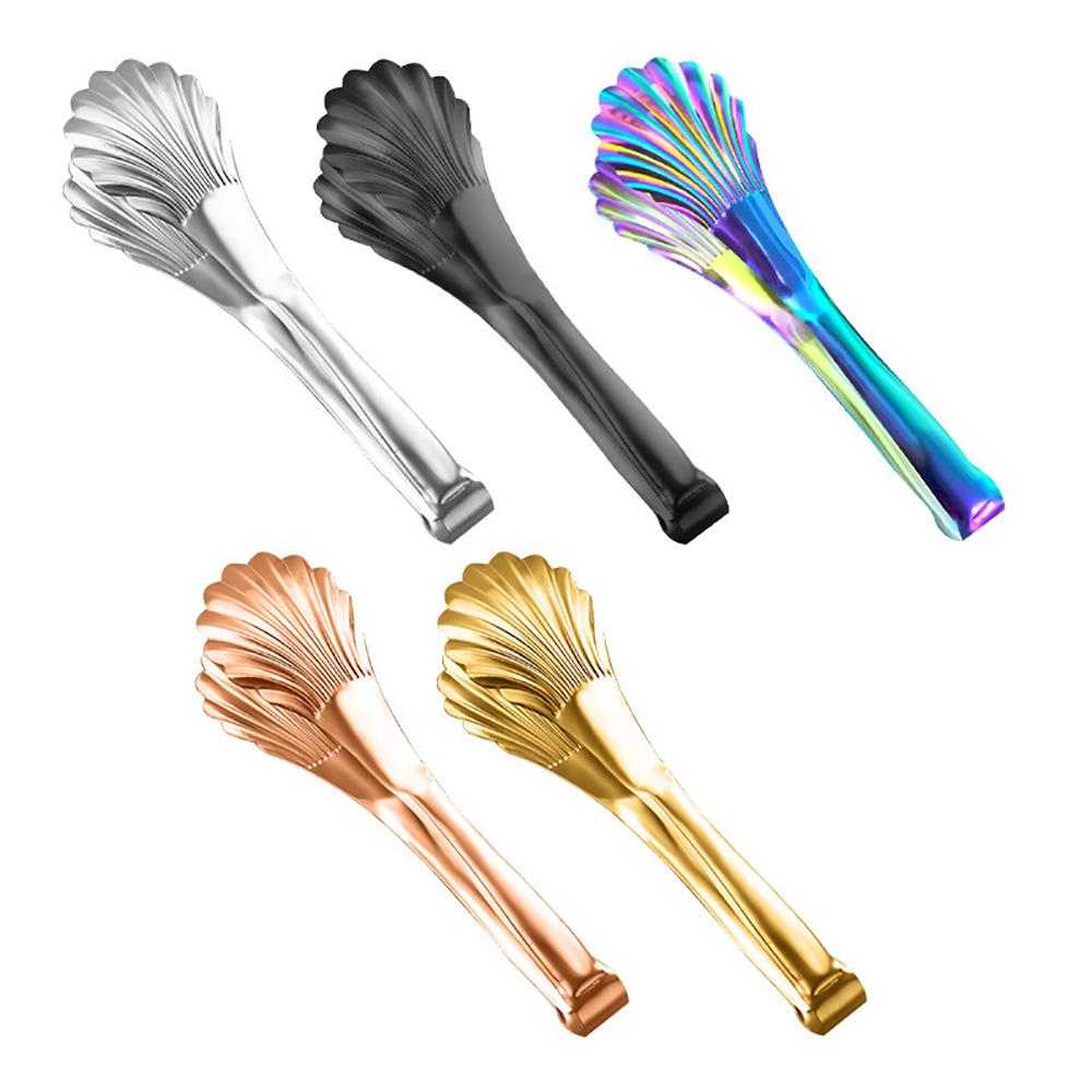 Stainless Steel Kitchen Shell Head Tongs Long Handle Steak Clamp Cake Food Clip Cooking Utensils