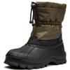 SOARHOPE Waterproof Snow Workman Winter Snow Boa Army Size Men's Boots, Style, Boots, High-Top, Lining, Non-Slip, Warm, Lightweight, 3E, Green, 25.0