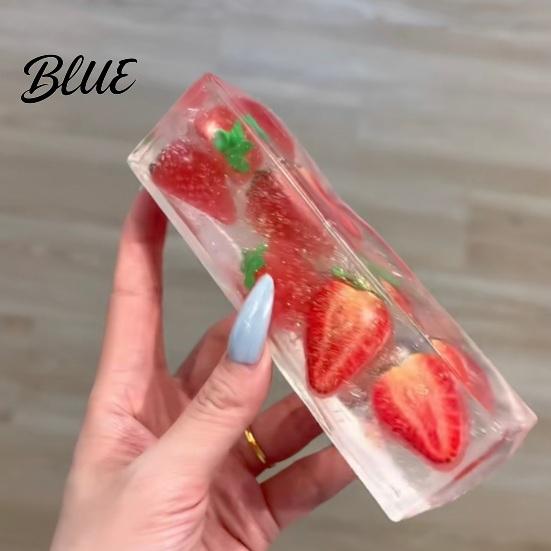 Stress Relief Clear Stick Toy Shapeable Fruit Bar Squeeze Toy No Rebound Soft Stretchy Fidget Strip for Relaxation