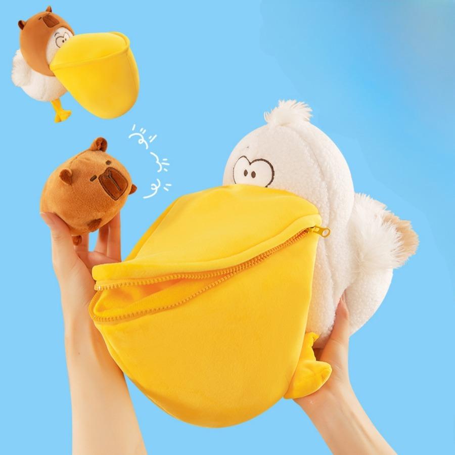 Pelikan Capybara Plüschtier Großer Mund Vogel Plüschtier Capybara Plüsch Flauschiges Spielzeug Cartoon Süßes Tier Stofftier Geburtstag Geschenk
