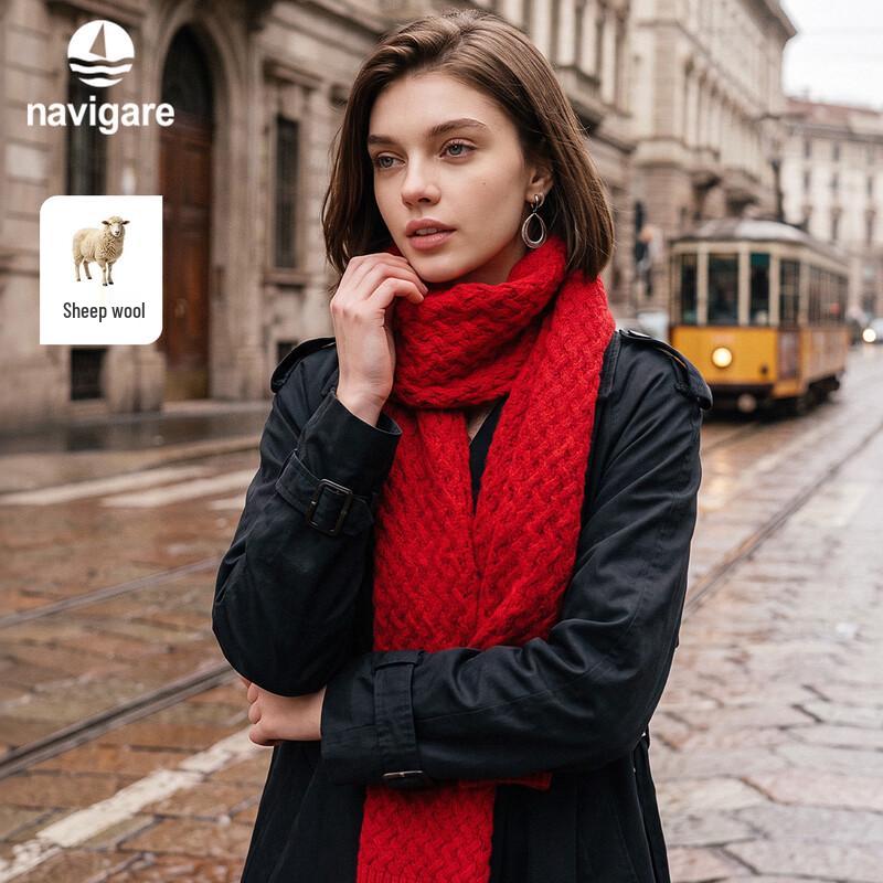 Navigare Unisex Wool-Blend Waffle Knit Scarf