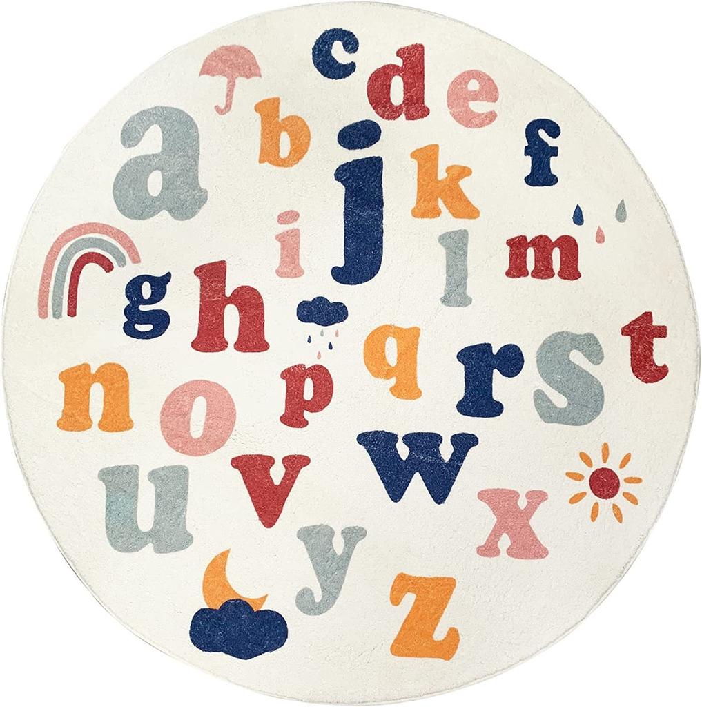 Thick Round Cute Cartoon Carpet Imitation Cashmere Floor Mat Children's Crawling and Grabbing Pad Bedroom Bedside Carpet