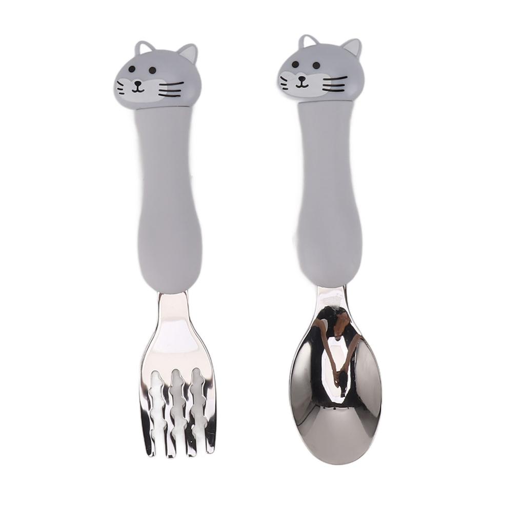 Baby Fork Cute Cartoon Shaped Spoon PP Handle Stainless Steel Tableware for Children Feeding Training