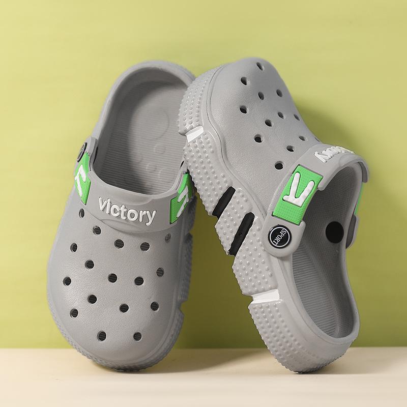 

Slippers children summer wear breathable bag head sandals boys and girls dual-purpose beach hole sandals men 28 сірий колір