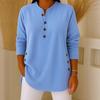 Dames Lange Mouwen Gebreide Top Henley Kraag Casual Effen Kleur Knopen Versierd Tuniek T-shirt Dubbelzijdig Fleece Herfst Dagelijkse Pullover Shirt
