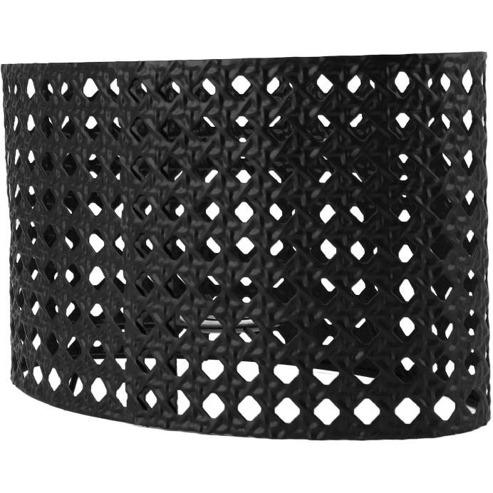 Iron Hollow Oval Lampshade, Metal Engraving, Compatible with E27 and E14 Lampholders (Black)