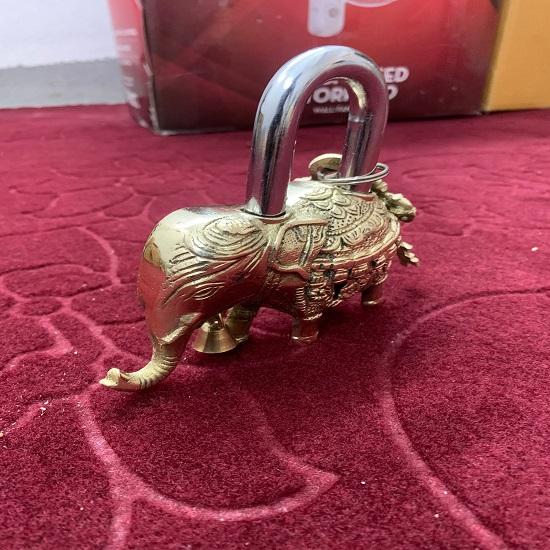 Vorhängeschloss aus Messing in Elefantenform, massives Messingschloss mit zwei Schlüsseln