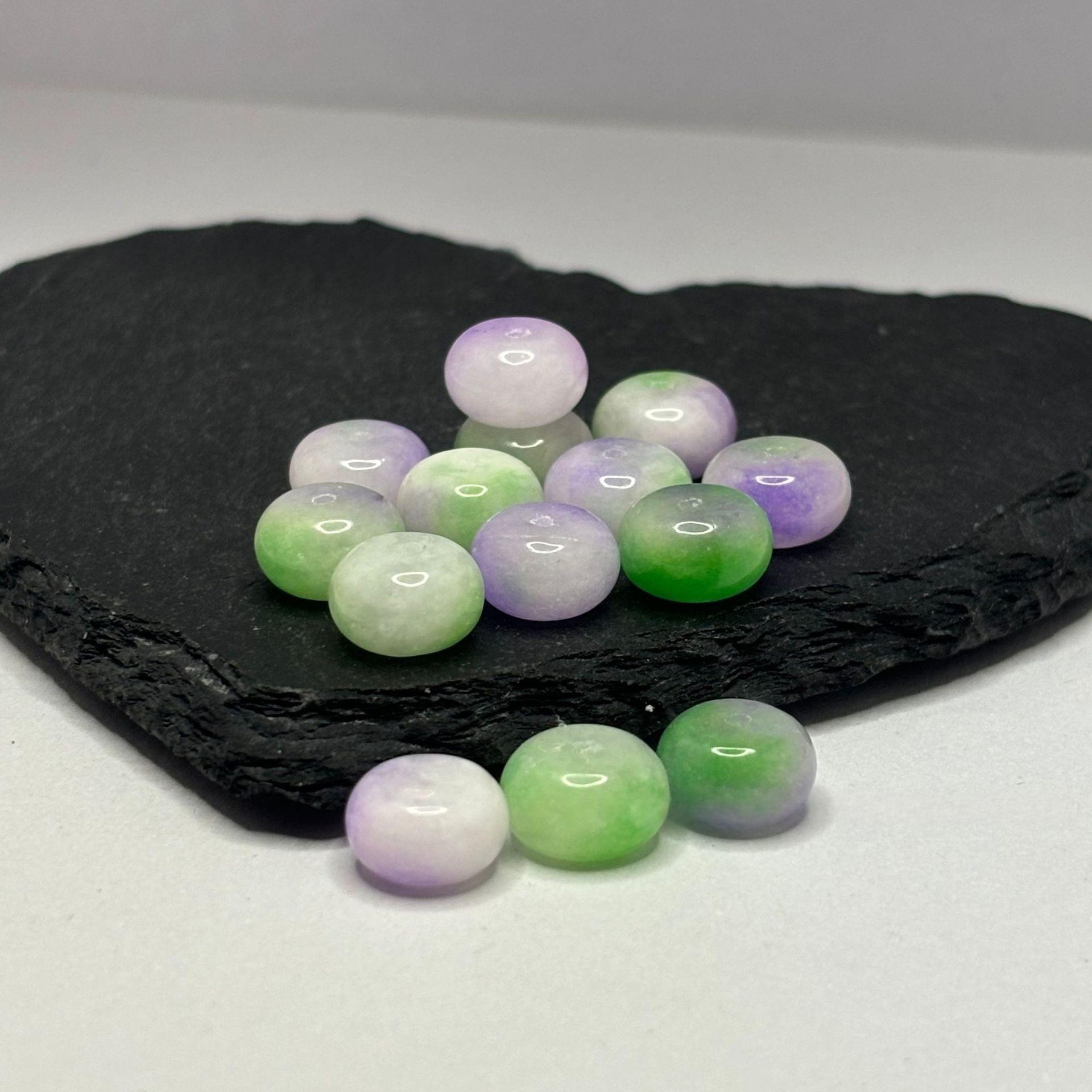 Jade Bashan Ice Glue Bright Green Loose Emerald Jade Round Beads for DIY Jewelry Accessories 6x10mm