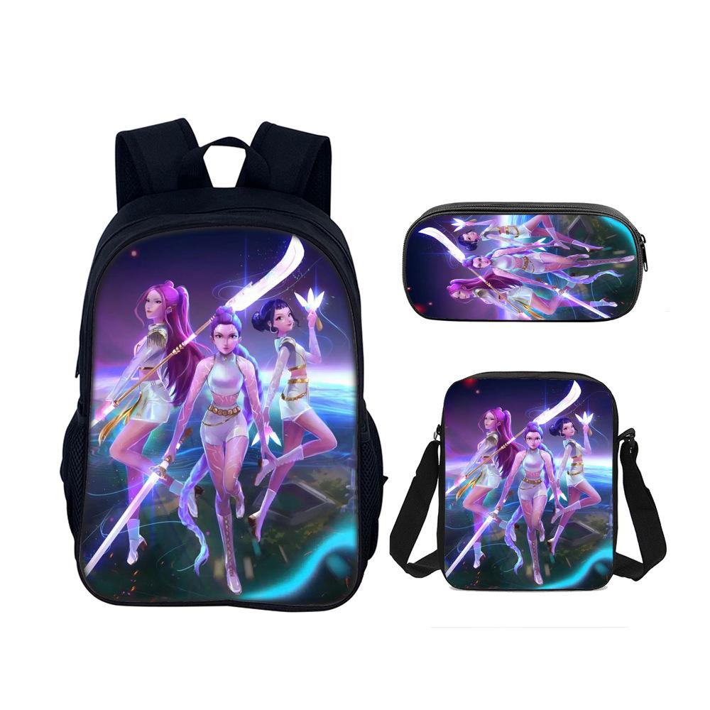 Kpop Demon Hunters Student School Bag Satchel Pencil Case Three-Piece Set Demon Hunters Backpack Set