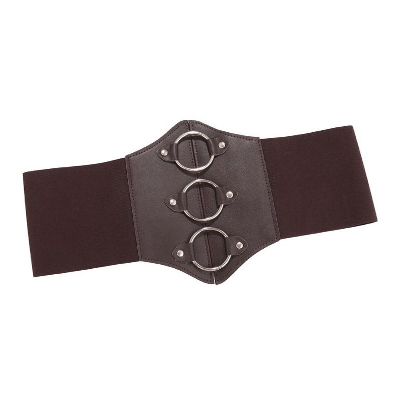 Women Corset Belt Metal O-Ring Heart-Ring Wide Elastic Waspie Waist Belt for Daily