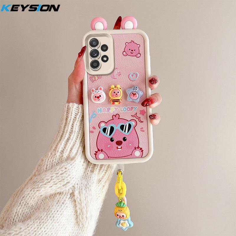 KEYSION Urocze Etui 3D z Kreskówką na Samsunga A53 5G A23 z Bransoletką Miękkie Silikonowe Odporne na Wstrząsy Etui na Telefon dla Galaxy A13 4G