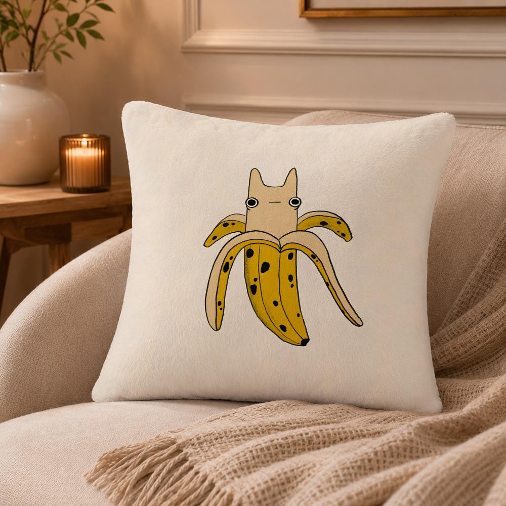 banana Cushion Cover Anti-dustmite Pillowcase Invisible zipper silky short plush Sofa cushion cover