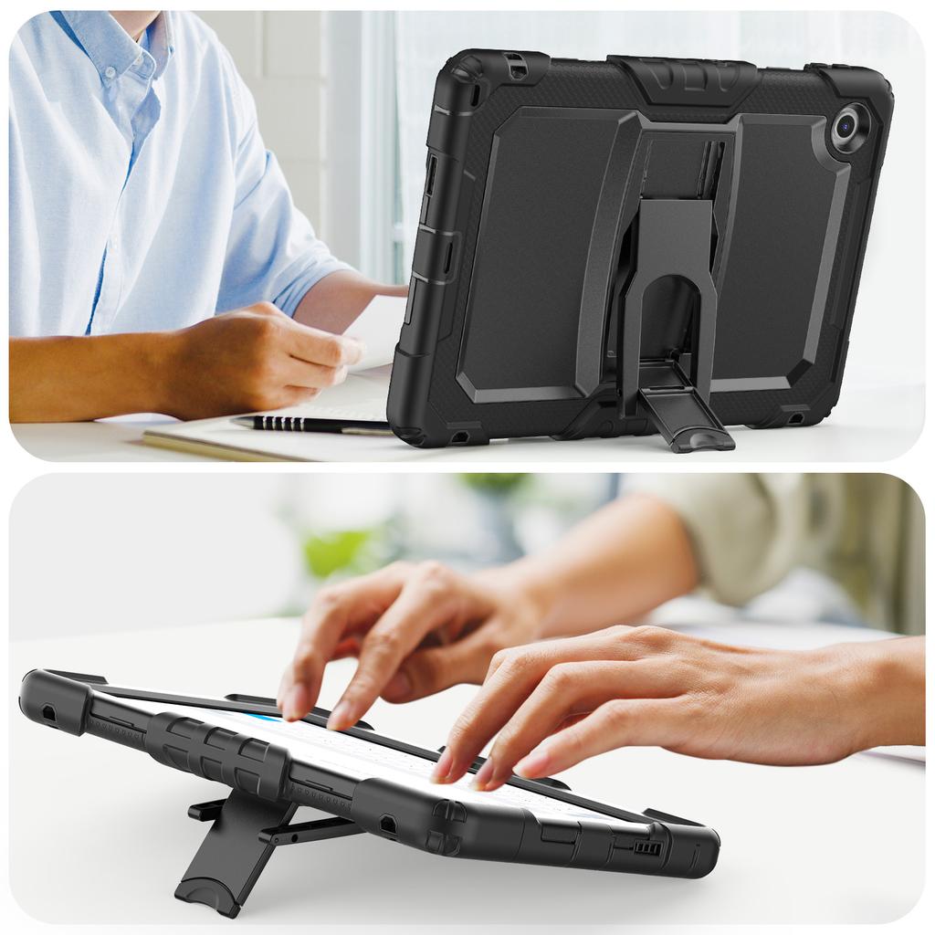 Kickstand Rugged Case for Lenovo Tab 10.1" 2025 K10C TB311XU TB311FU Heavy Duty Cover 3-Layers Protection Shockproof PC-Silicone