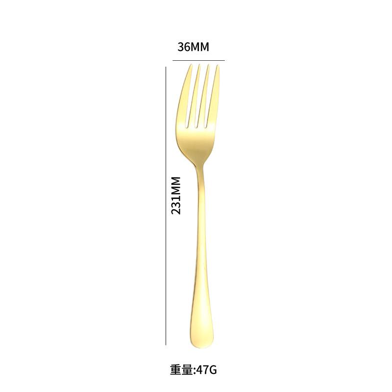 Stainless steel tableware, knives, forks and spoons, western food, golden steak, knives, forks and spoons four-piece set