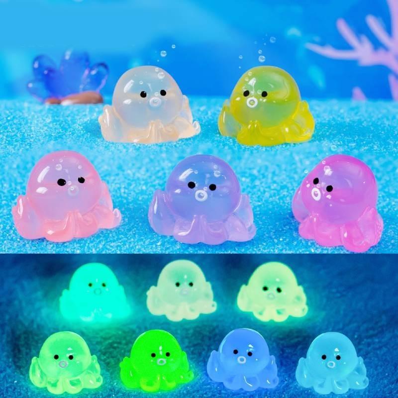 Colorful Glowing Mini Octopus Resin Decoration For Aquarium And Terrariums