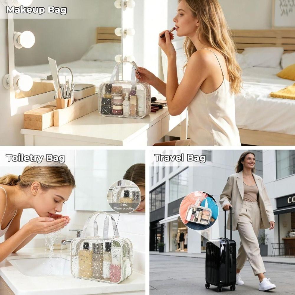 PVC Waterproof Transparent Makeup Bag Stars pattern Travel Beauty Organizer Daily Use