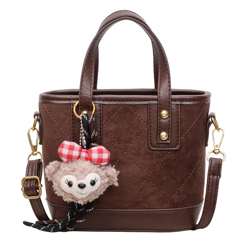 Portable Small Bag Women's 2025 New Fashion Diamond Shoulder Bag Foreign Style Retro Messenger Bucket Bag