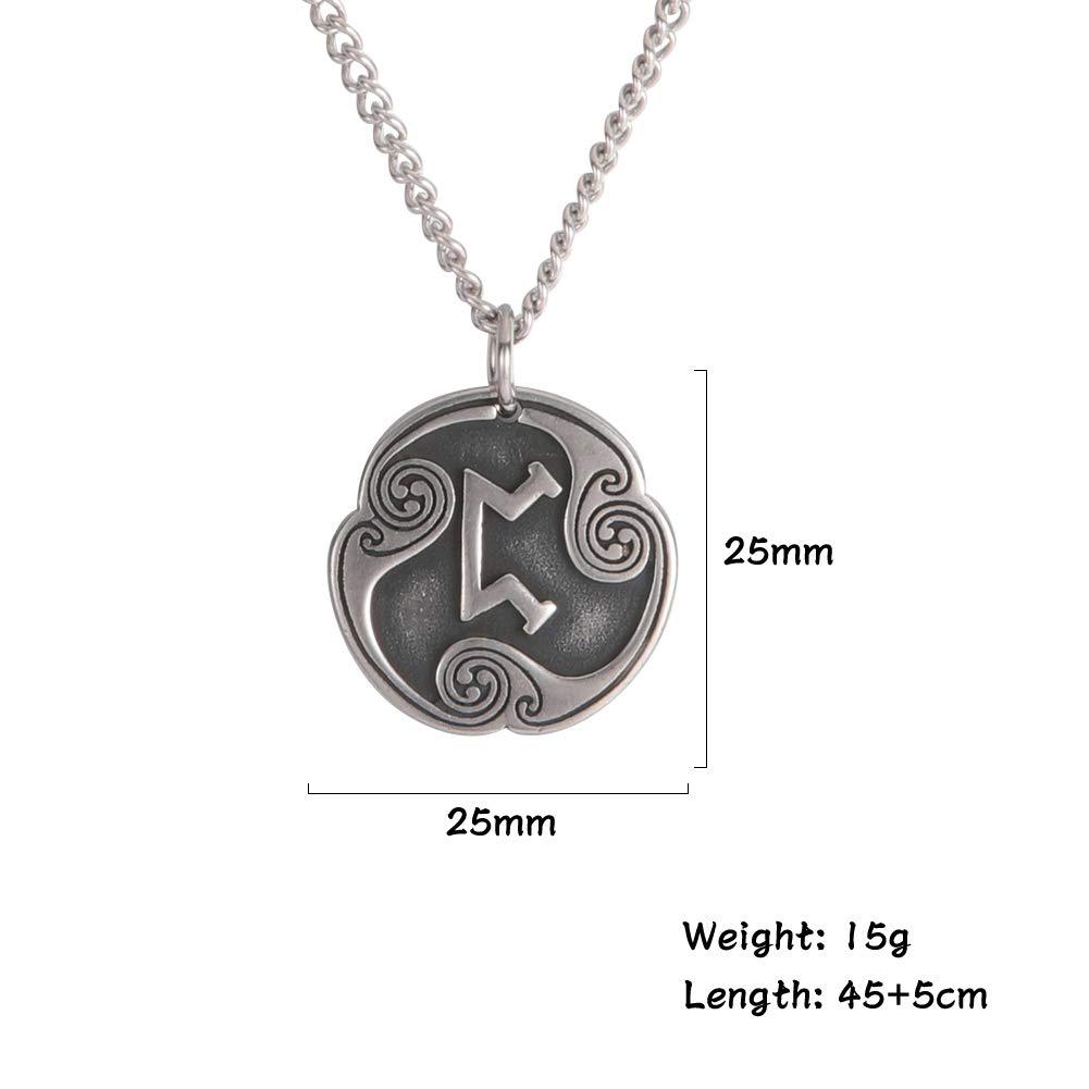 Vintage Norse Rune Necklace Viking Jewelry Stainless Steel Pendant Wicca Amulet Gift for Men Women
