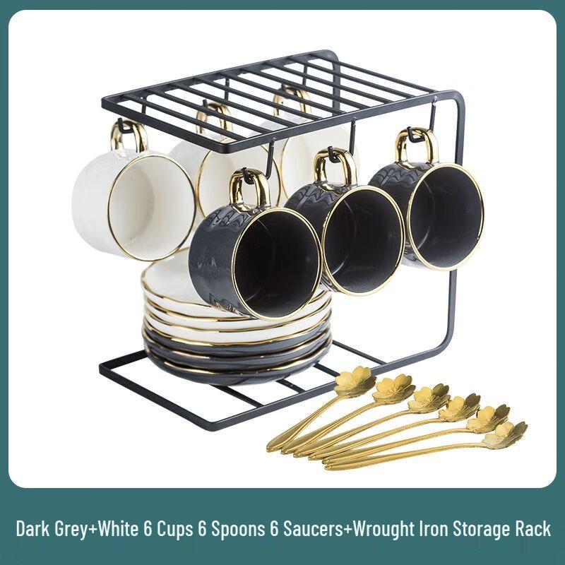 Europäisches leicht luxuriöses goldenes Kaffeetassenset