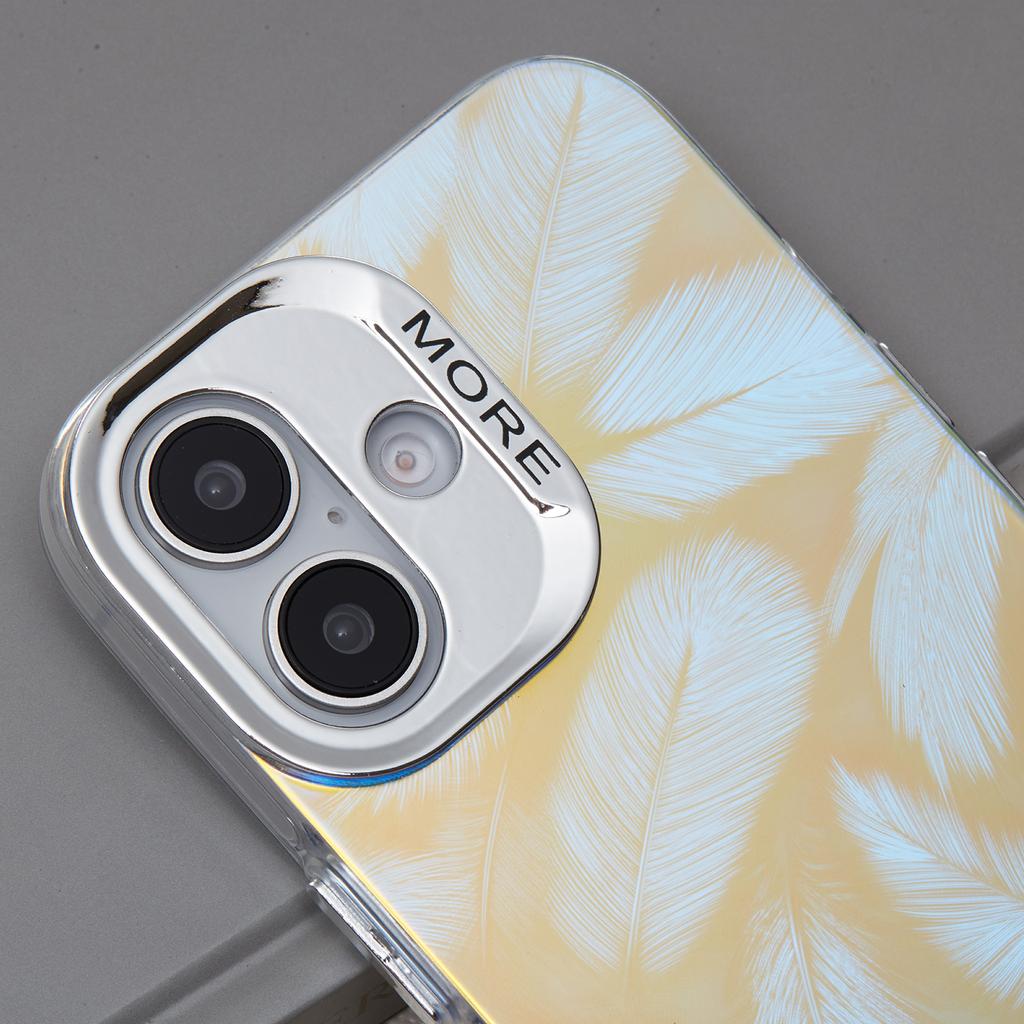 For iPhone 16 Case Silicone+PC IMD Laser Texture Matte Phone Cover