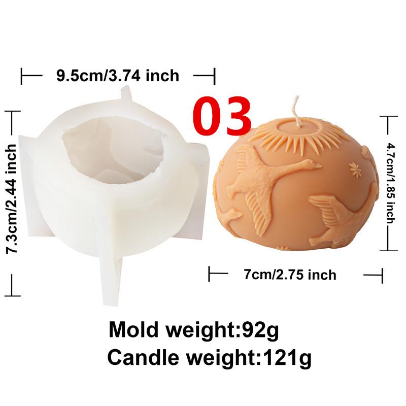

Embossed Cylindrical Fox Starry Sky Ball Silicone Candle Mold DIY Relief Life Tree Egg Flying Crane Ball Silicone Animal Mold
